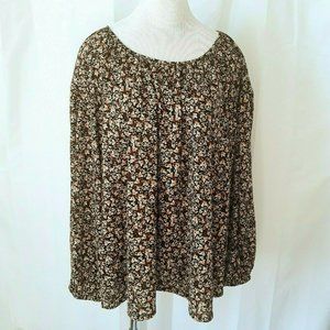 Ava & Viv Women's Tunic Top 2X Long Sleeve Round Neck Floral Print Plus Size New